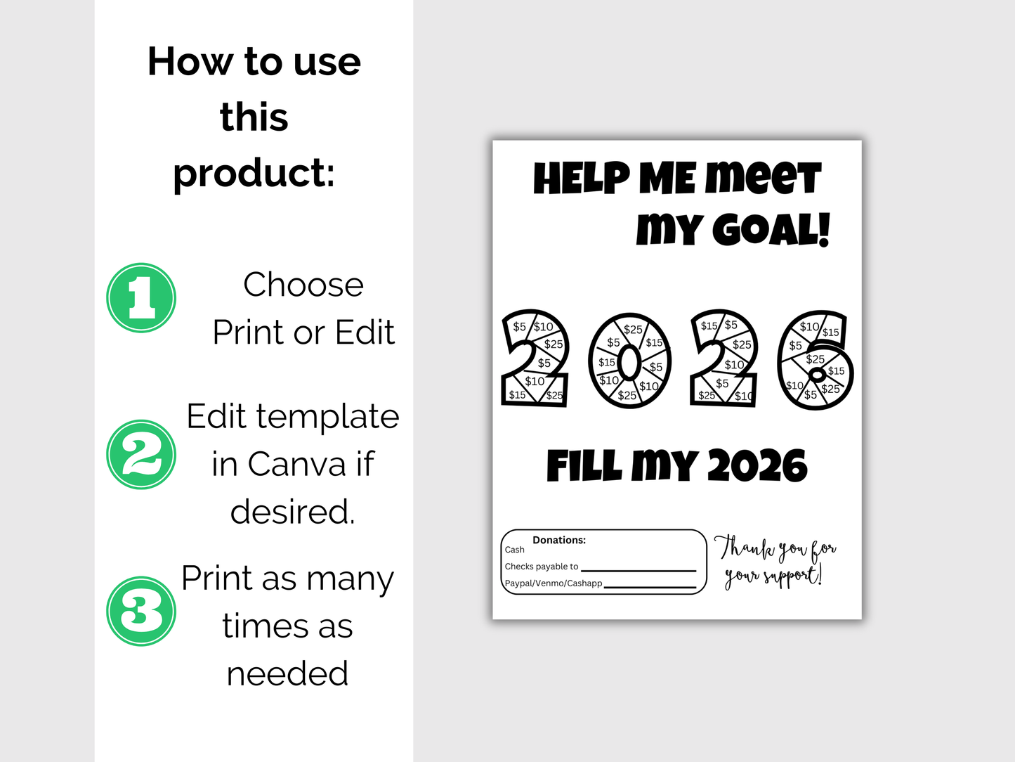 Editable Fill My 2026 Fundraiser Template