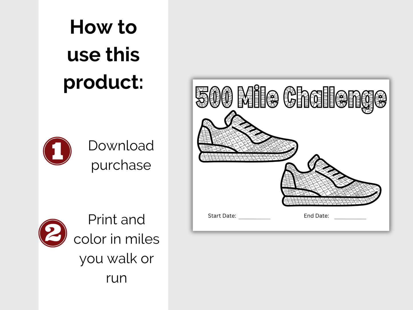 500 Mile Workout Challenge Tracker