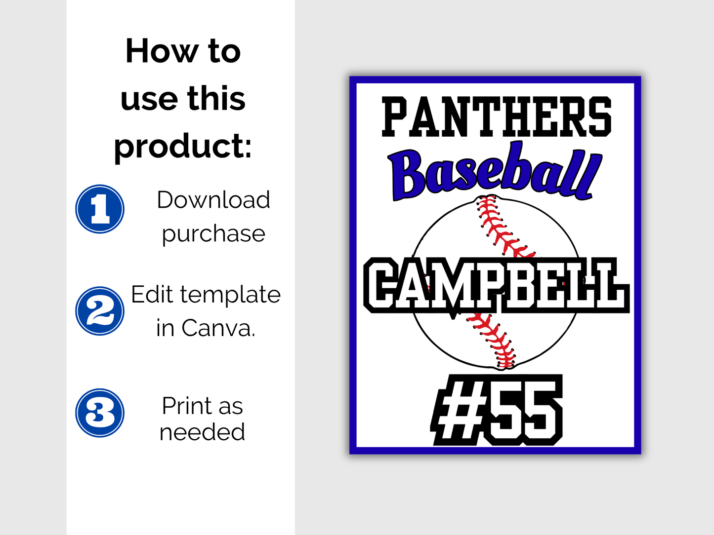 Editable Baseball Locker Sign Template