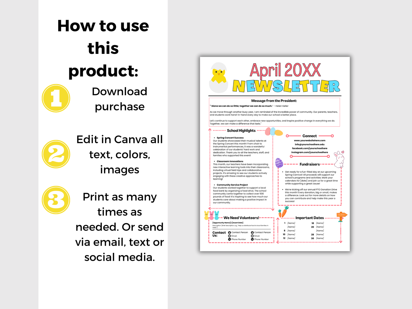 EDITABLE April PTO PTA Newsletter Template