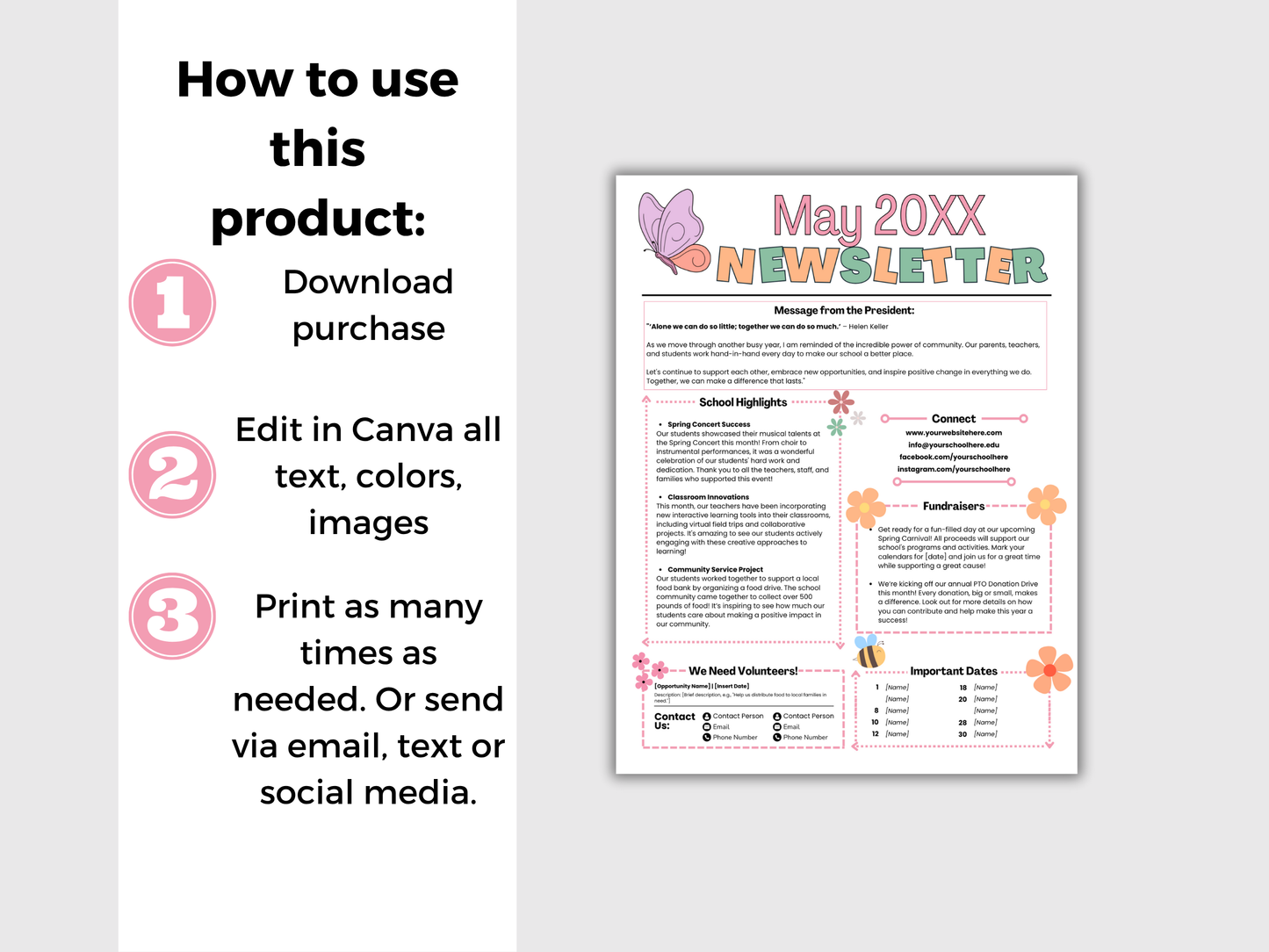 EDITABLE May PTO PTA Newsletter Template