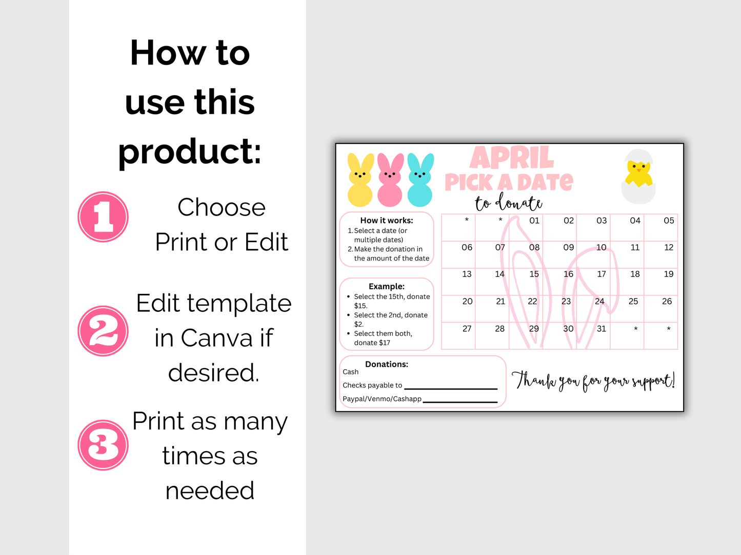 Editable April Pick A Date