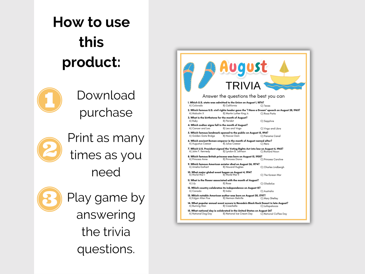 August Trivia Game