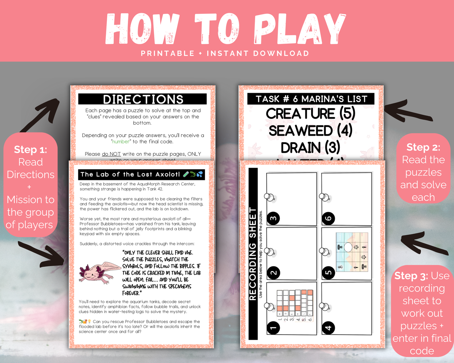 Axolotl Escape Room for Kids