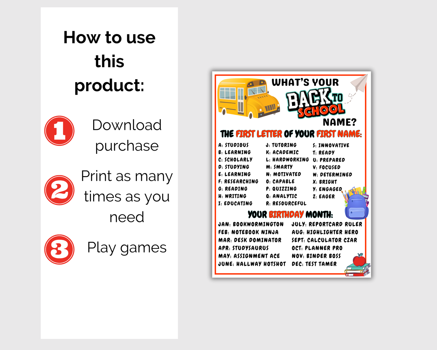 Back to School Games Bundle