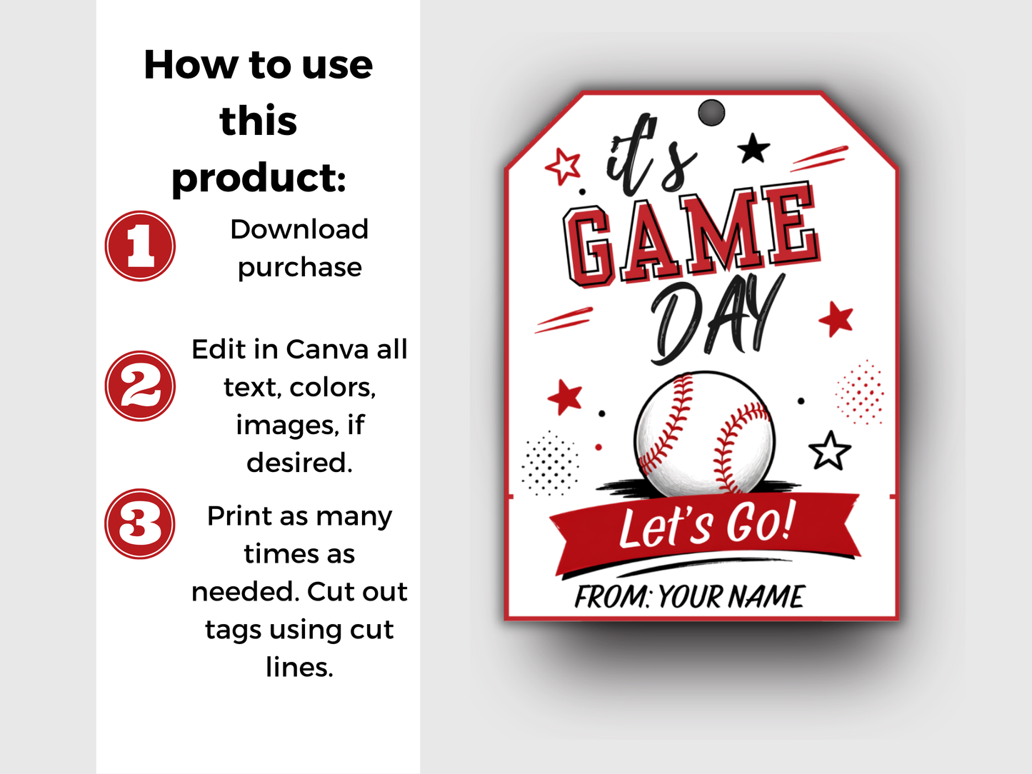 Editable Baseball Team Treat Tags