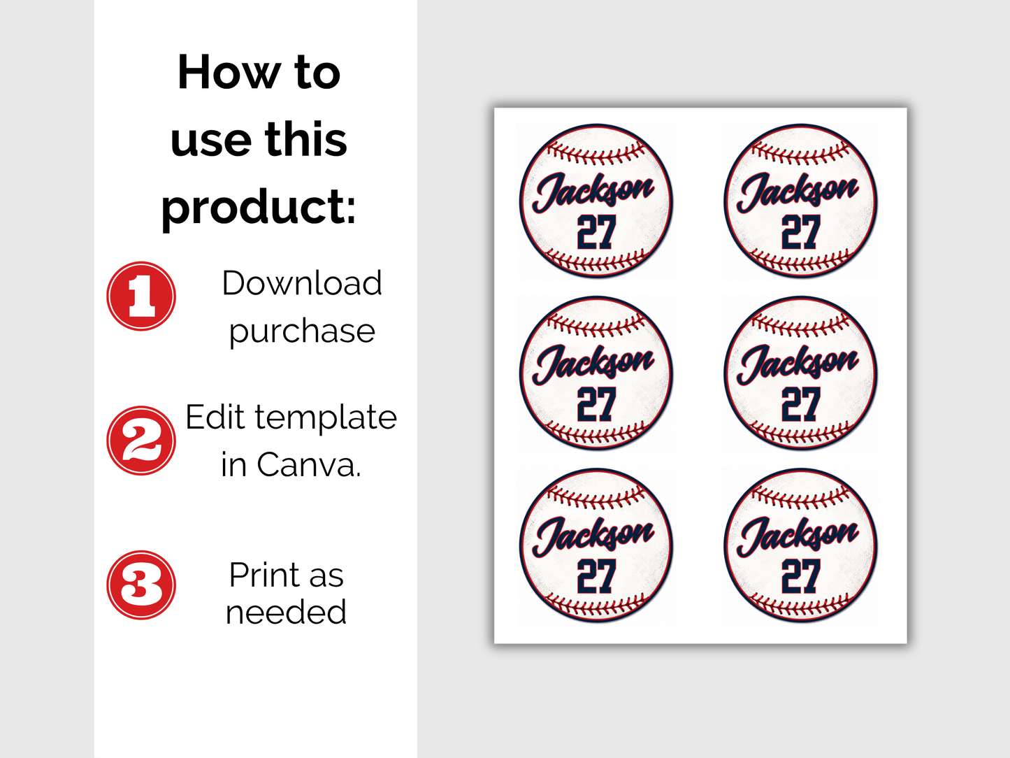 Editable Baseball Name Tags Template