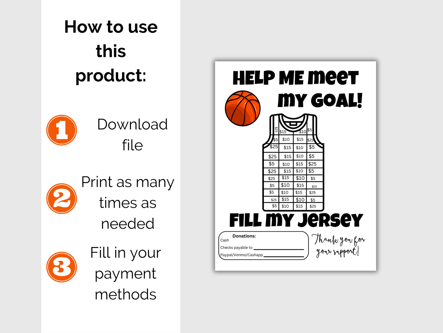 Fill My Basketball Jersey Fundraiser Template