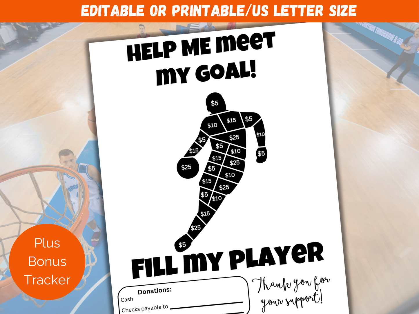 Fill My Basketball Player Fundraiser Template