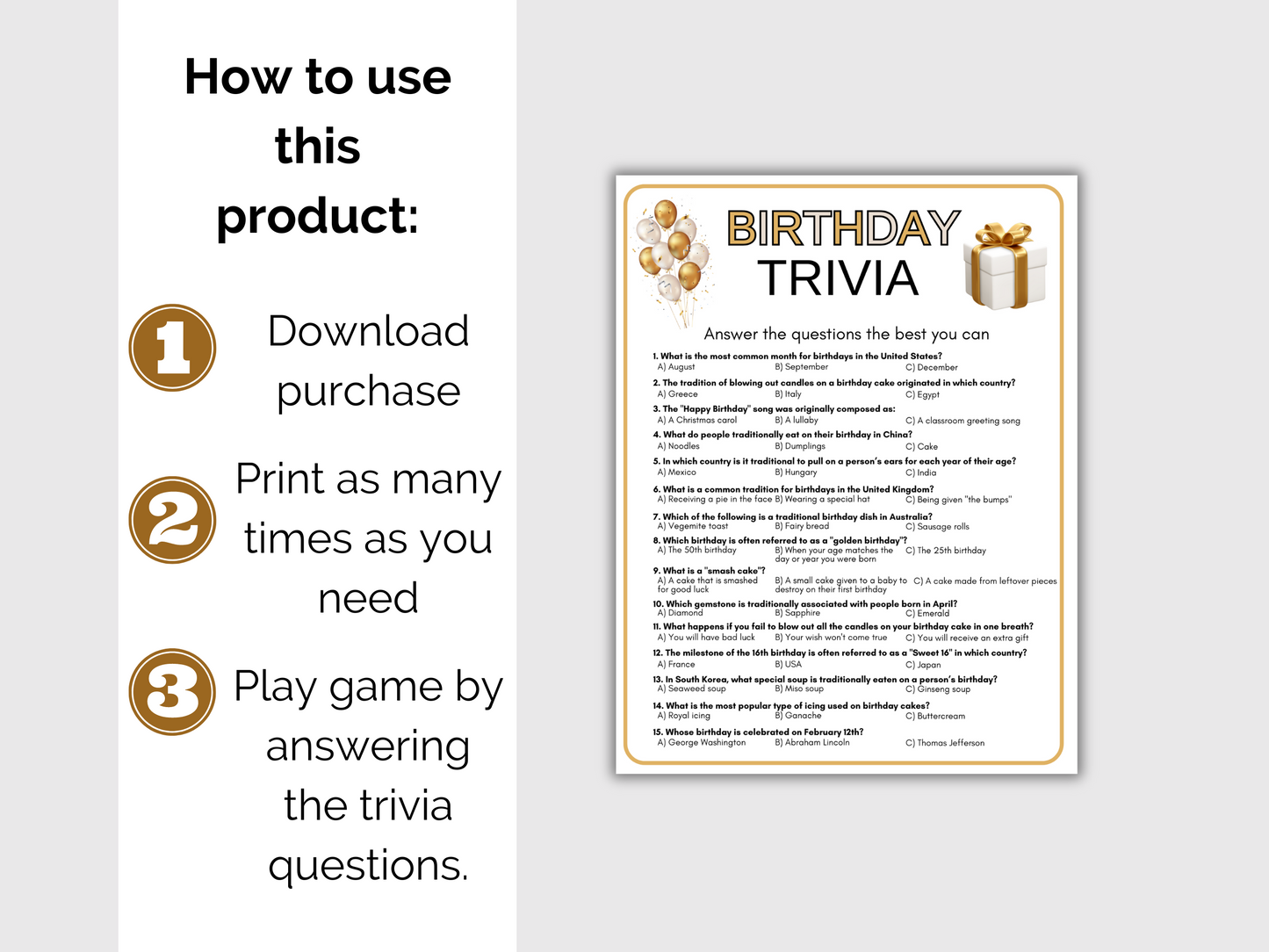 Birthday Trivia Game