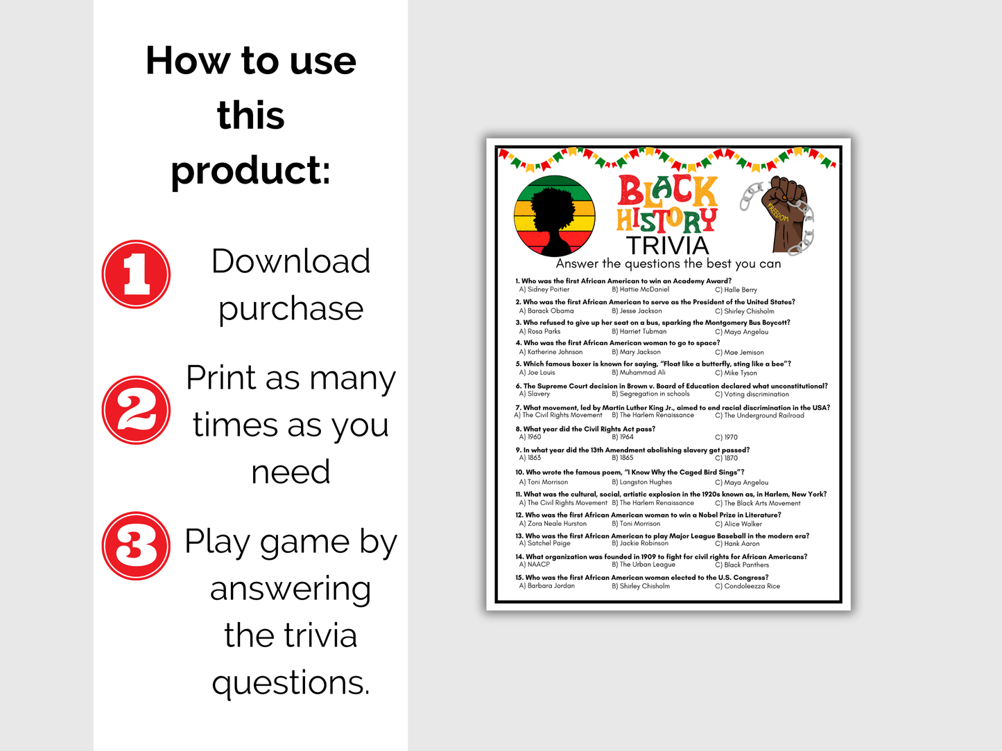 Black History Month Trivia Game