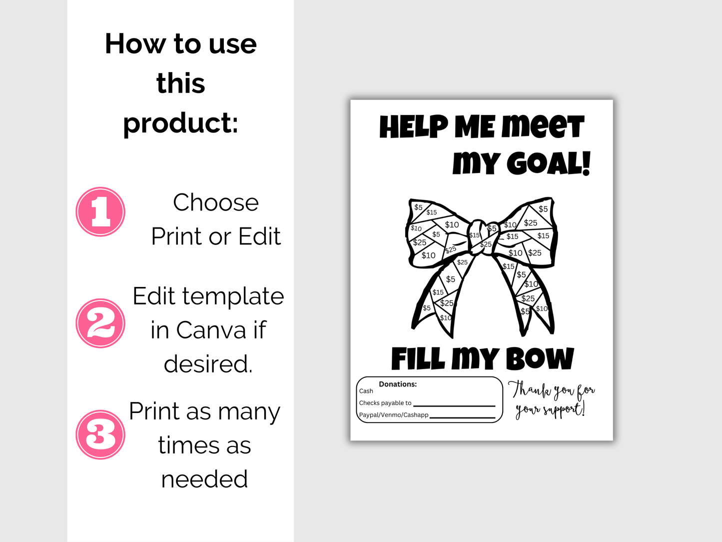Editable Fill My Bow Fundraiser Template