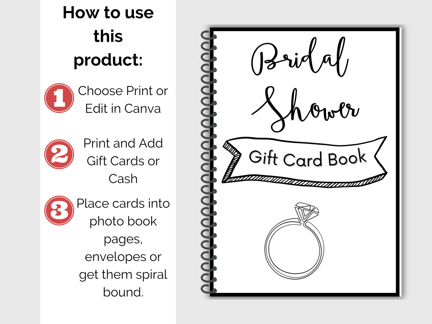 Bridal Shower Gift Card Book Editable or Printable