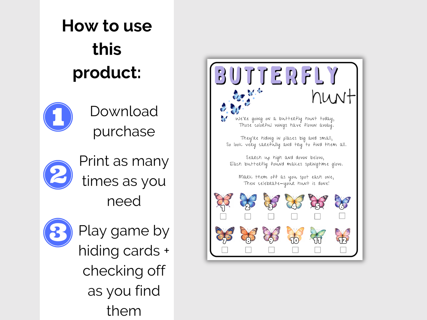 Butterfly Scavenger Hunt for kids