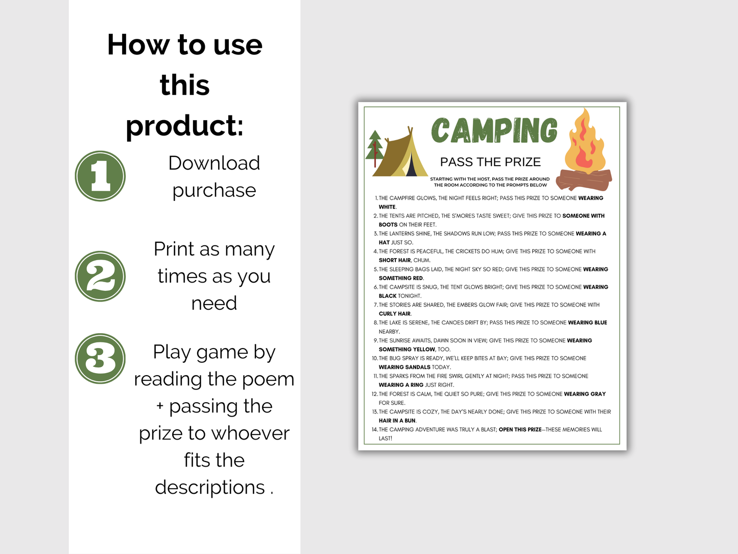 Camping Pass The Prize