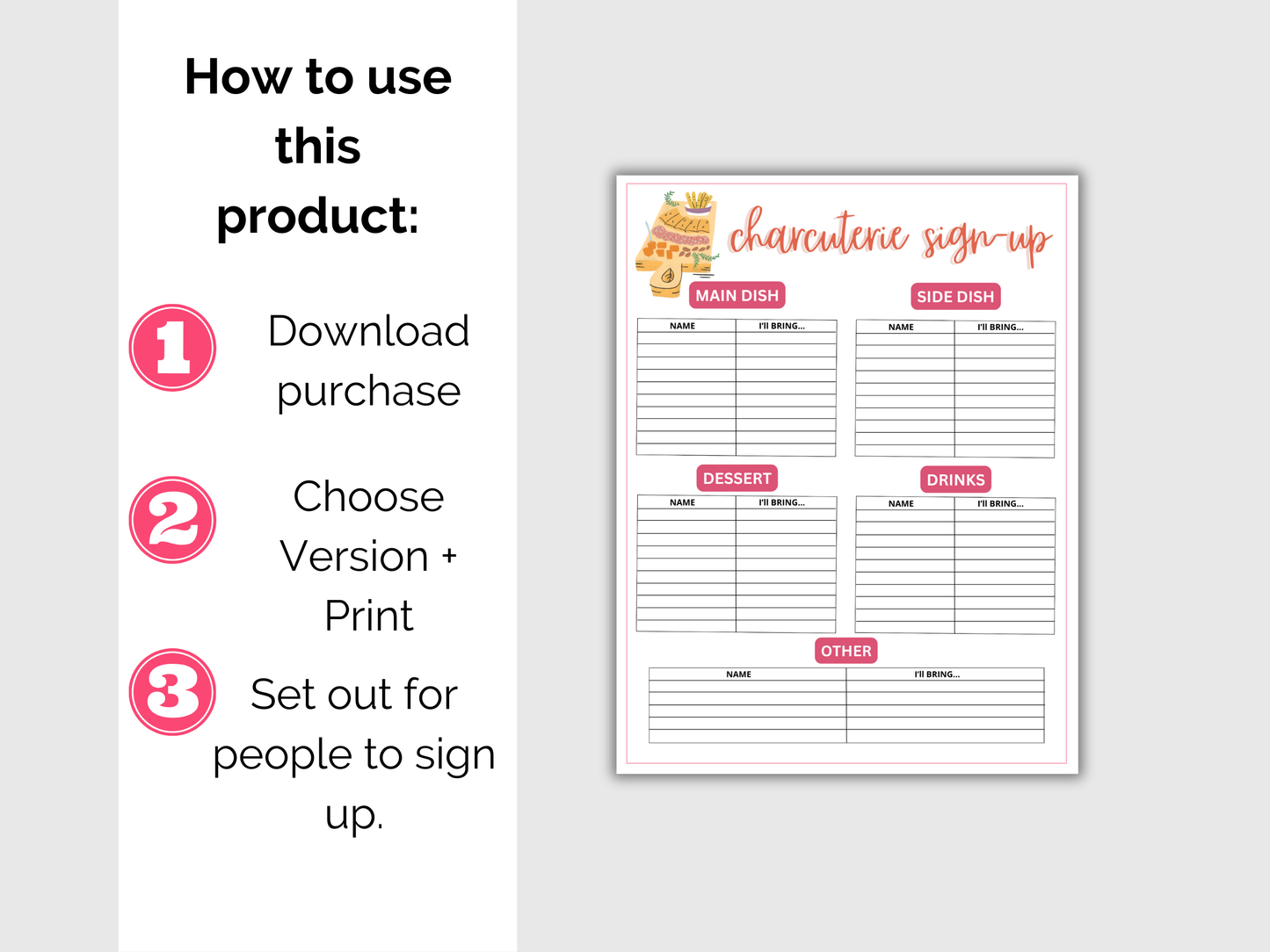 Charcuterie Sign Up Sheet
