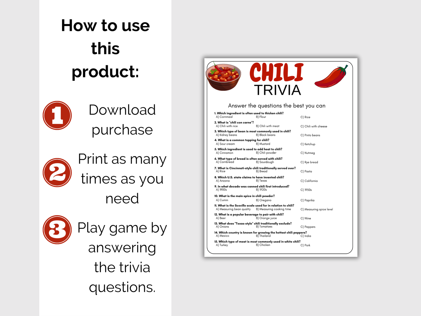 Chili Trivia Game