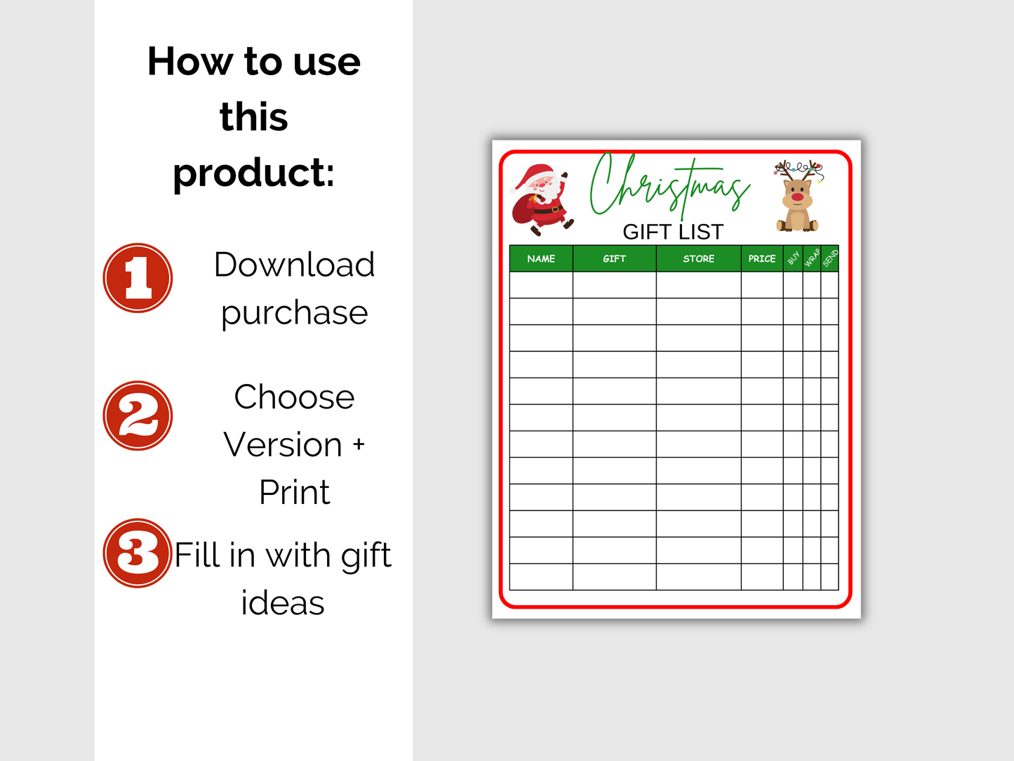 Christmas Shopping Gift List