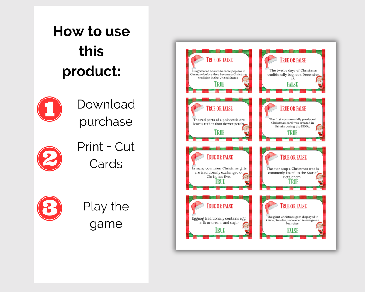 Christmas True or False Card Game