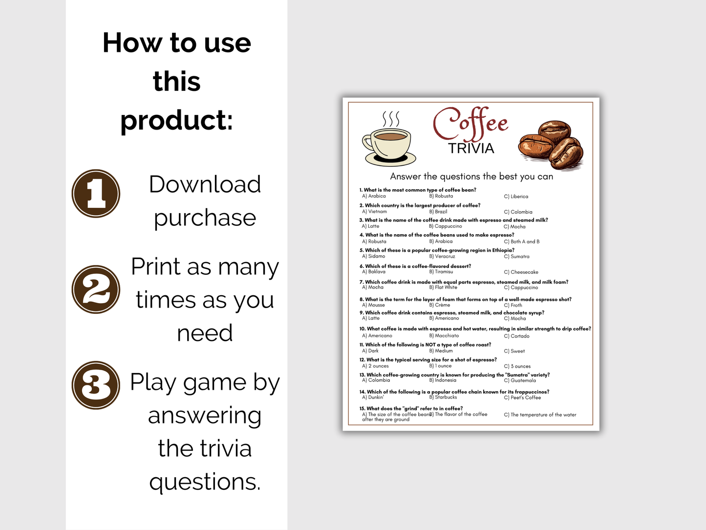 Coffee Trivia Game