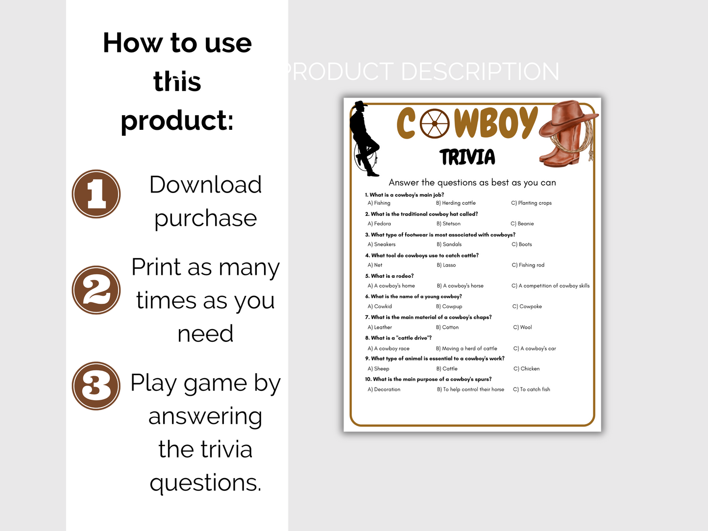 Cowboy Trivia Game