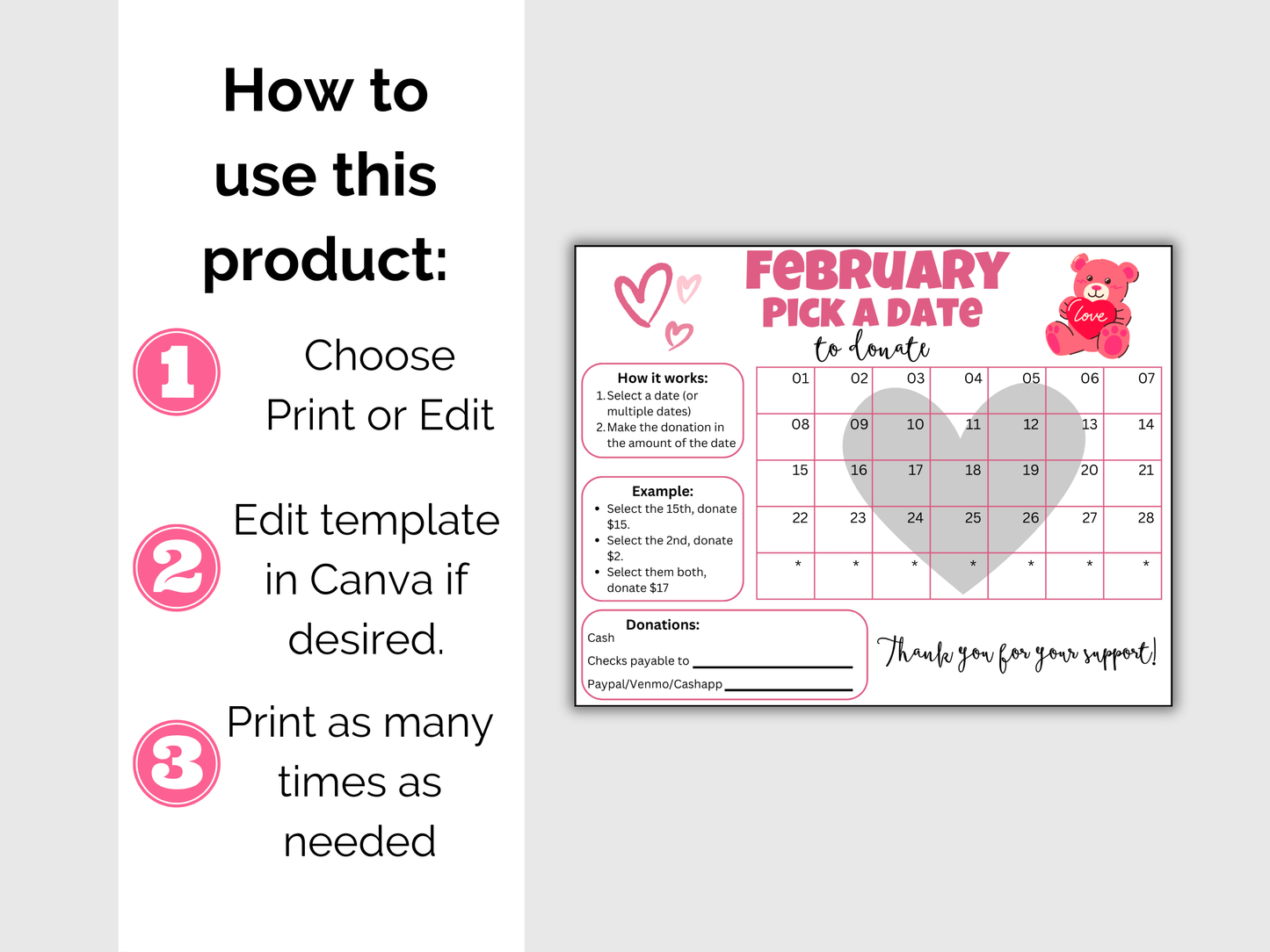 Editable February Pick A Date