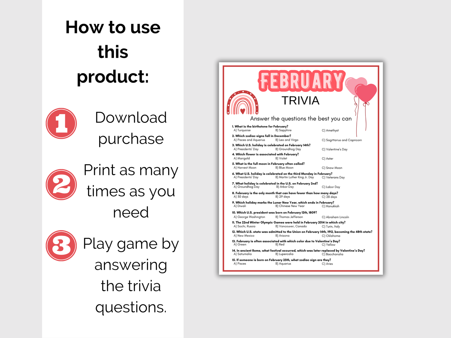 February Trivia Game