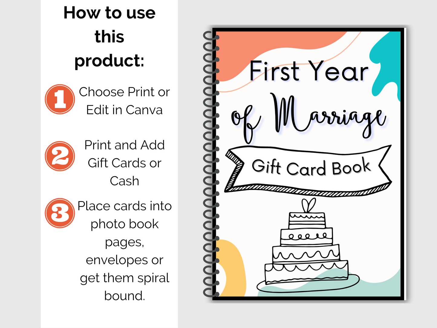 First Year of Marriage Gift Card Book Editable or Printable
