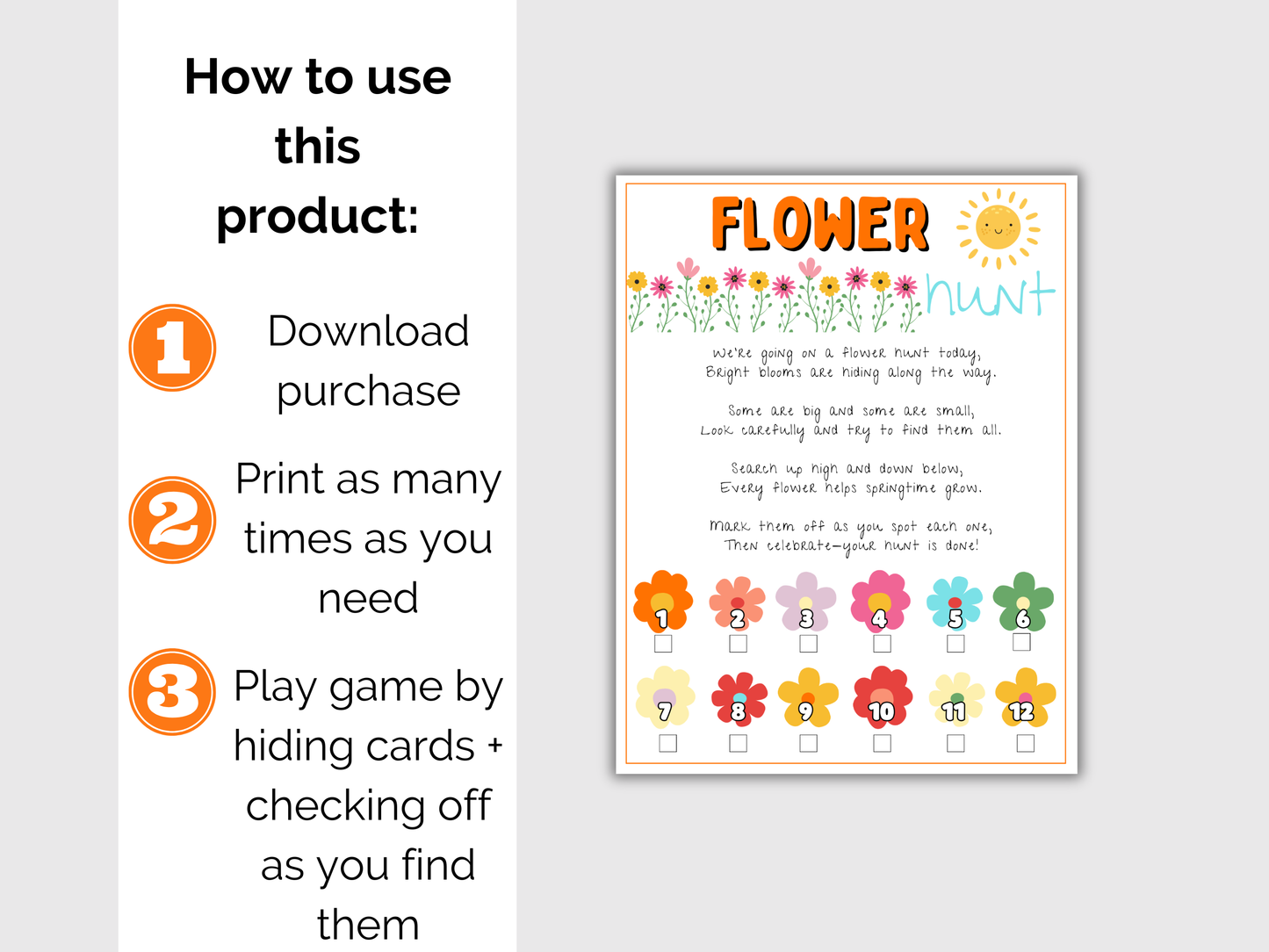 Flower Scavenger Hunt for kids