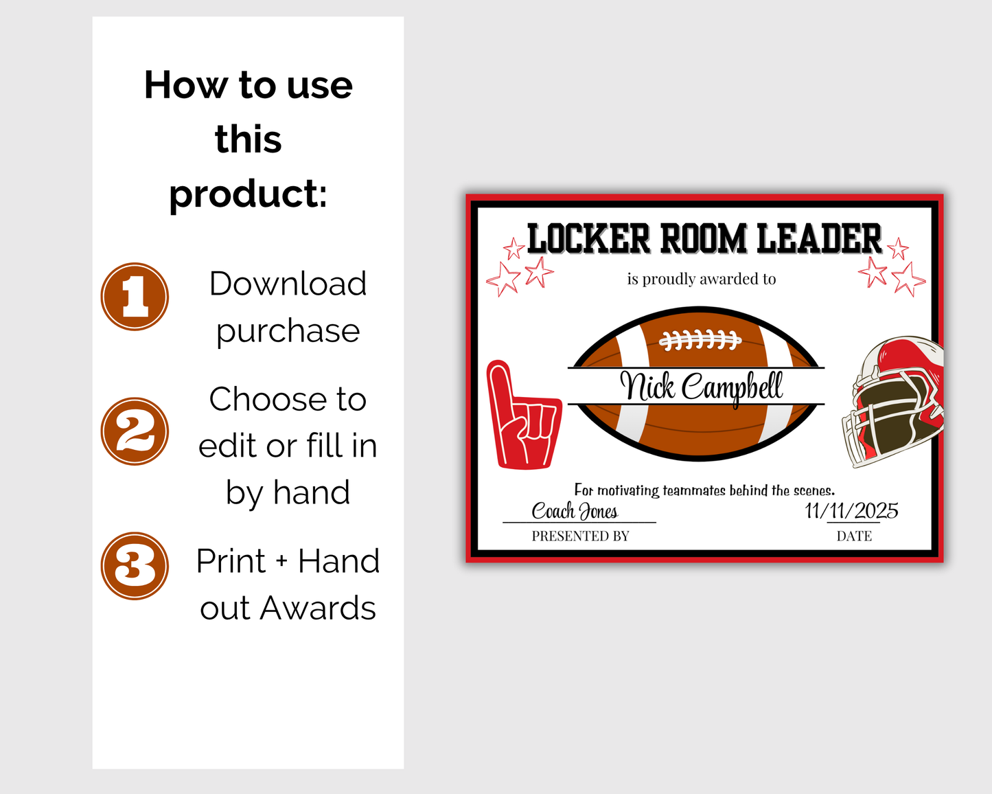 Editable Football Award Certificates