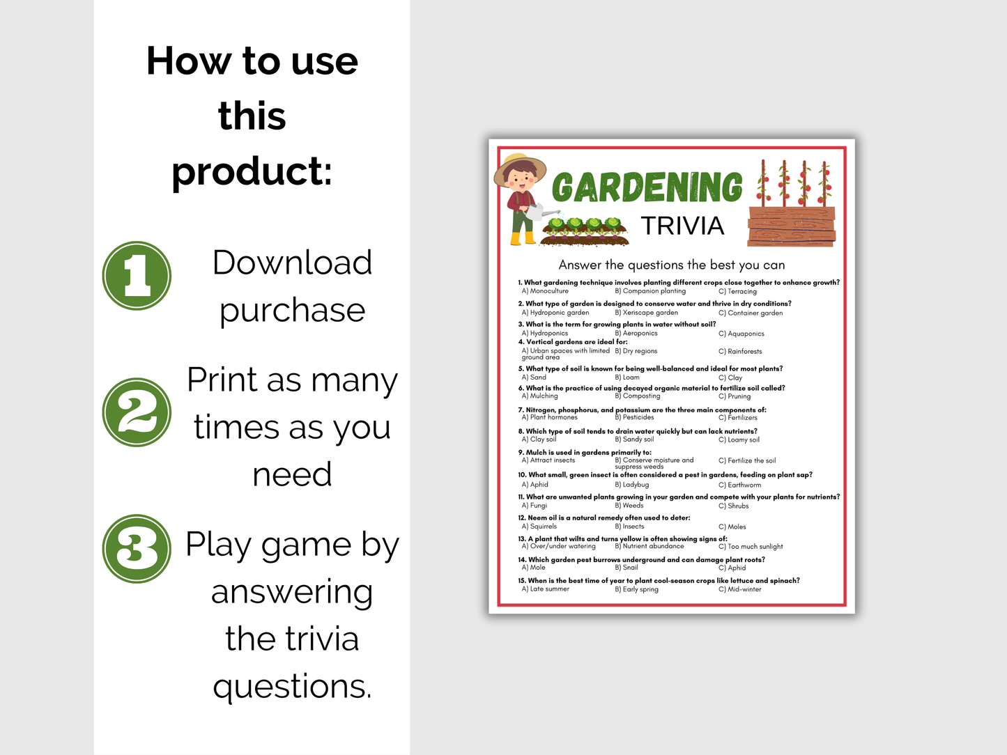 Gardening Trivia Game