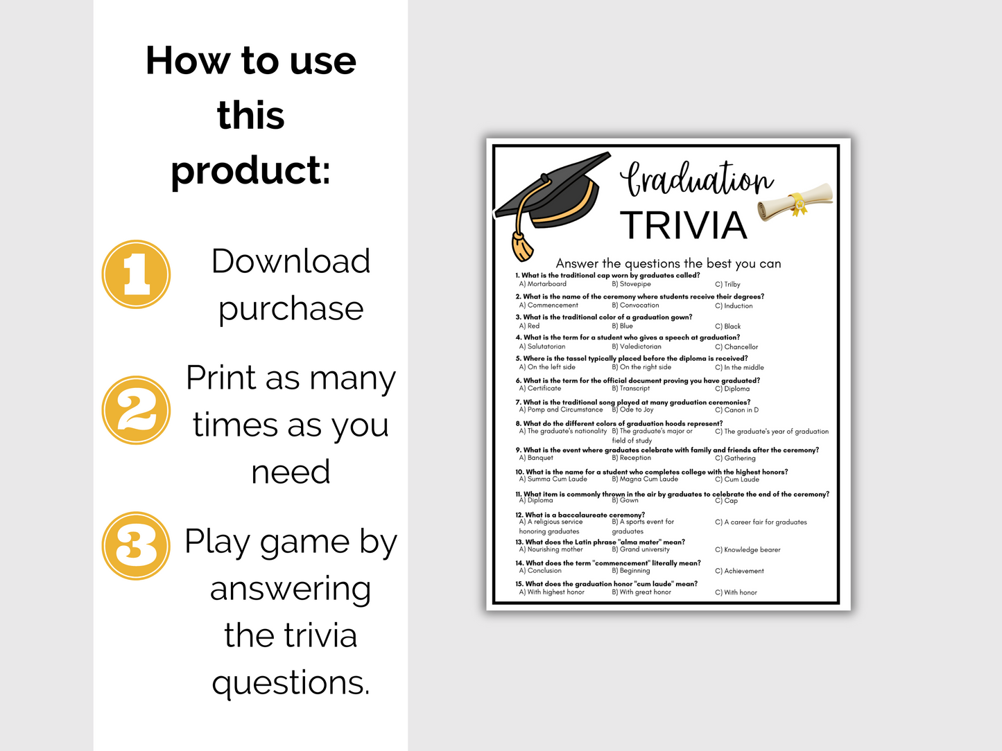 Graduation Trivia Game