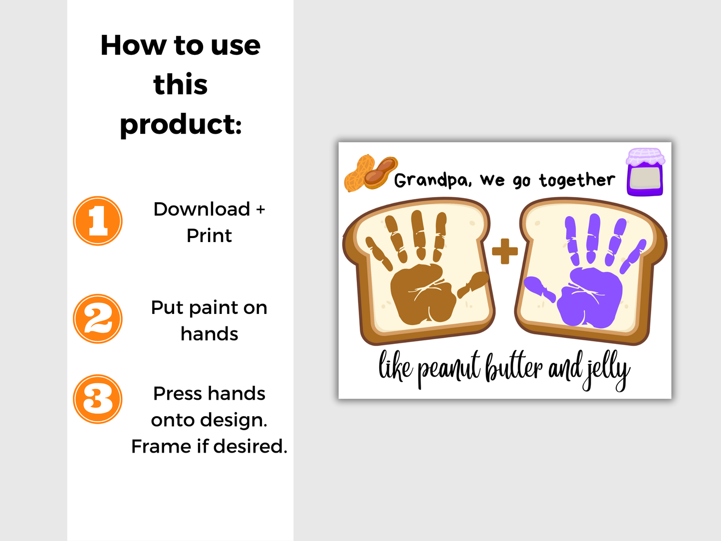 Grandpa Peanut Butter and Jelly Handprint Art