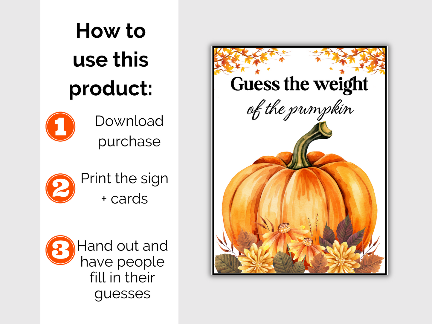 Guess the Weight of the Pumpkin Sign