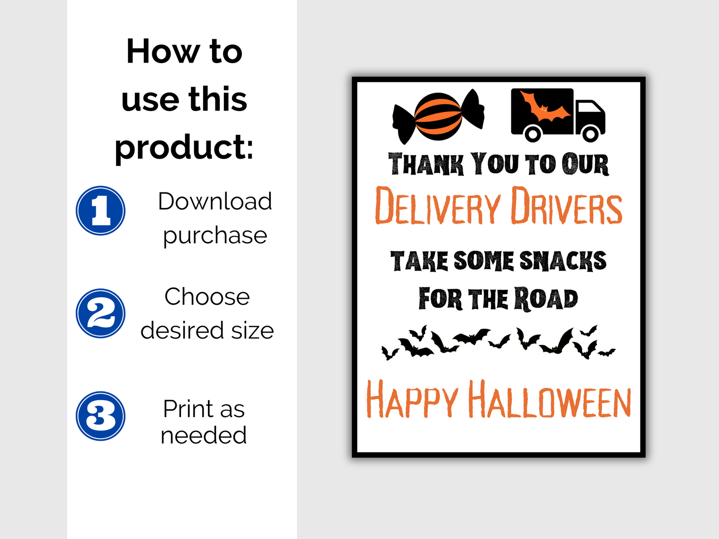 Halloween Delivery Driver Thank You Sign