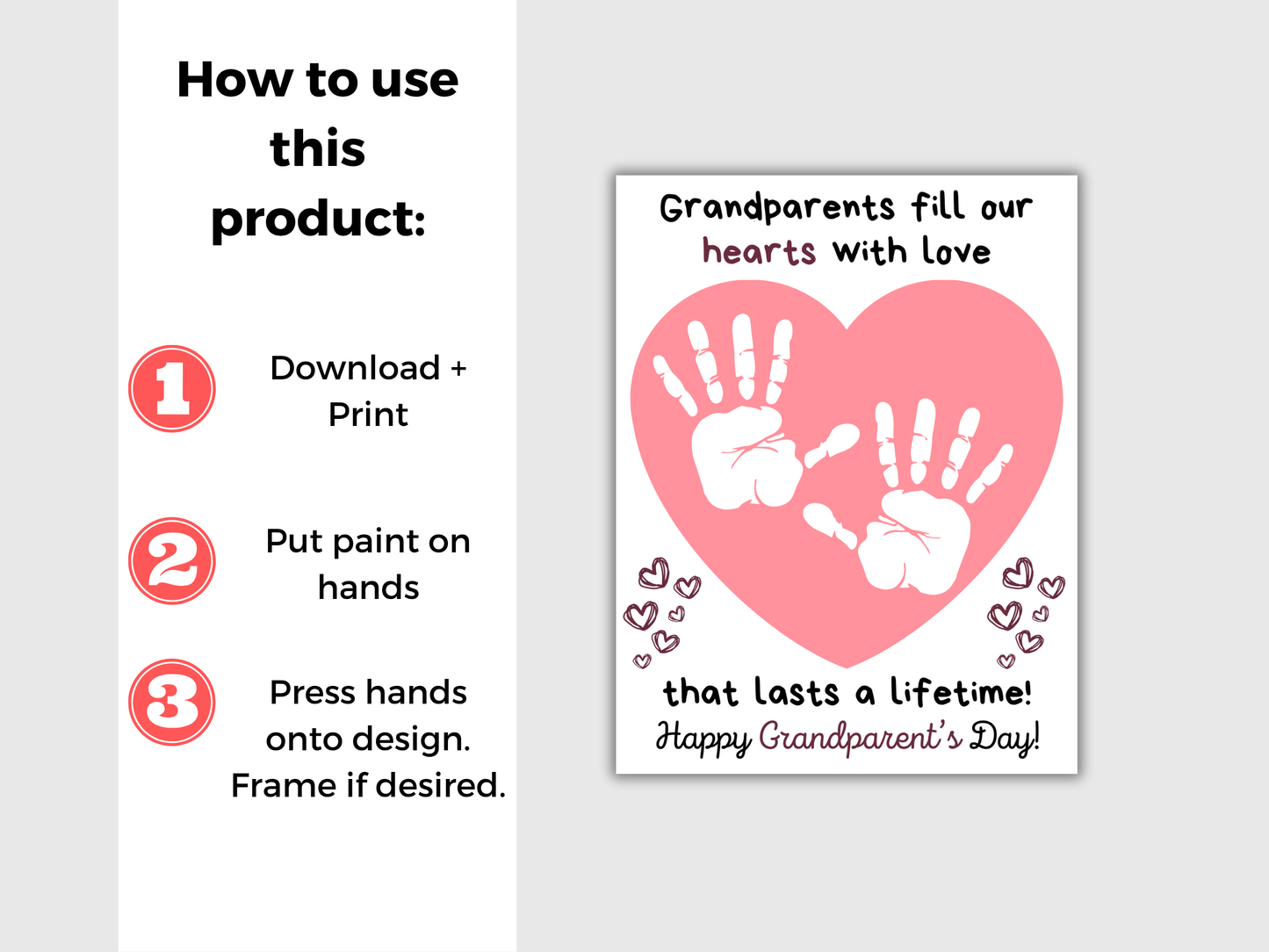 Grandparents Day Heart Handprint Art