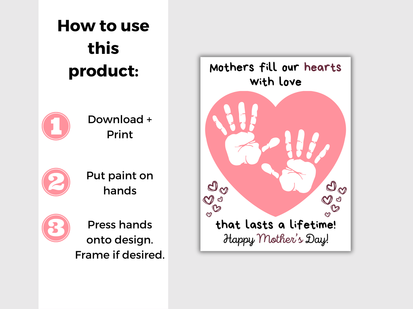 Mothers Day Heart Handprint Art