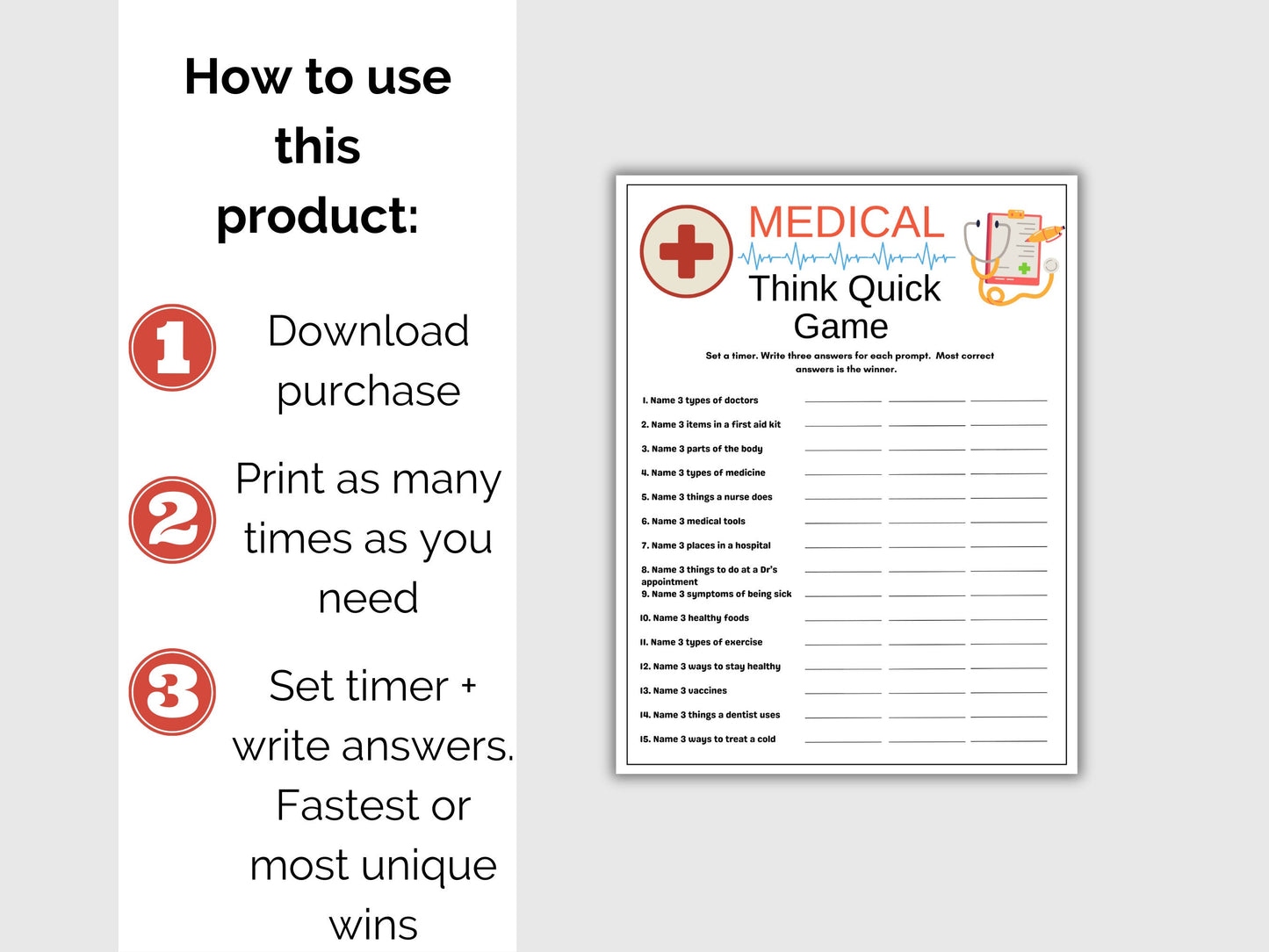Medical Think Quick Game