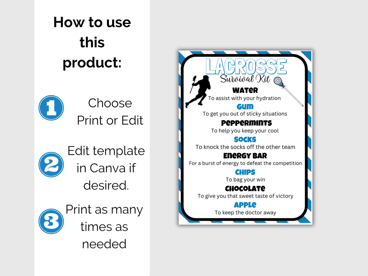 Lacrosse Survival Kit Tag