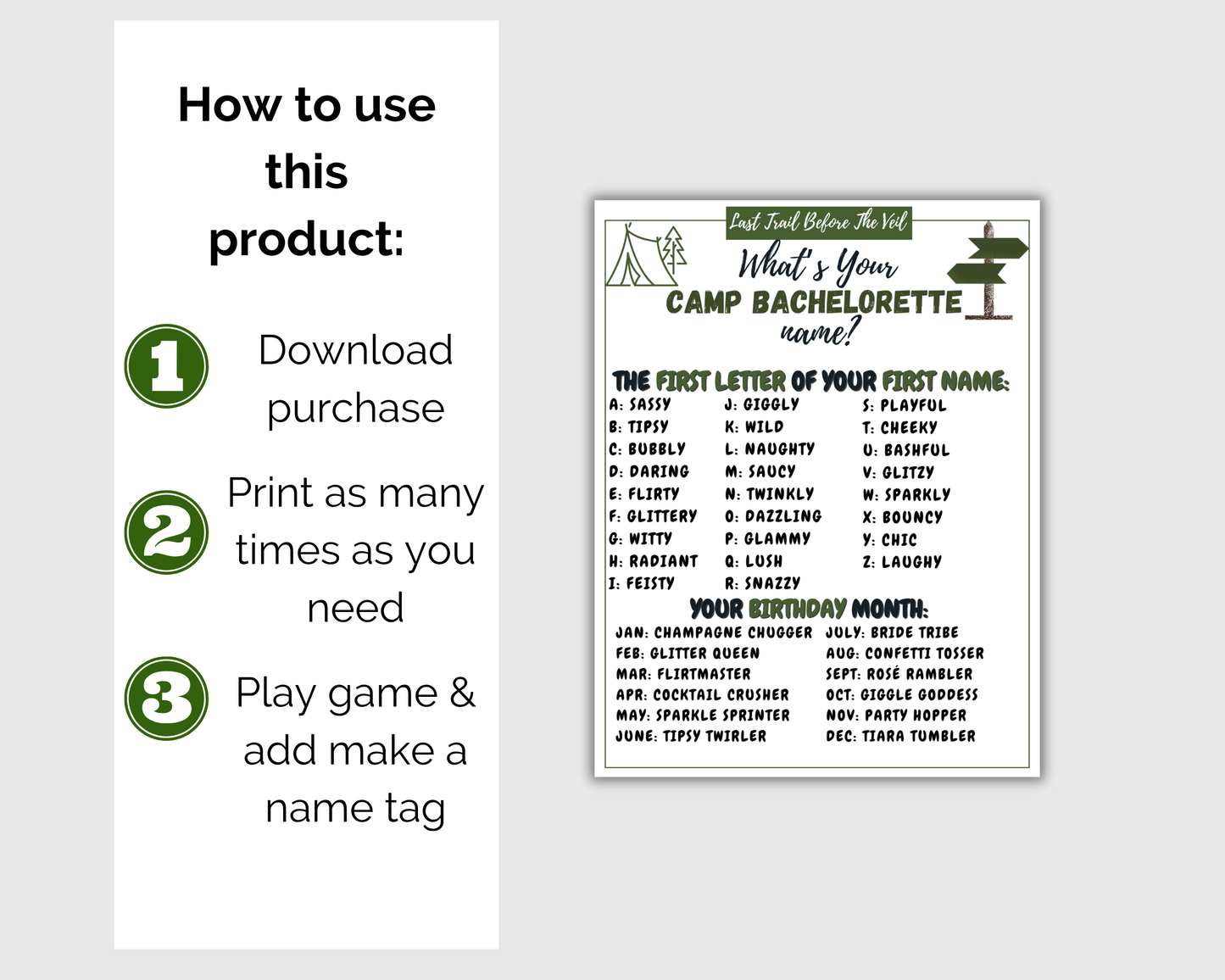 Last Trail Before The Veil Camp Bachelorette Game Bundle