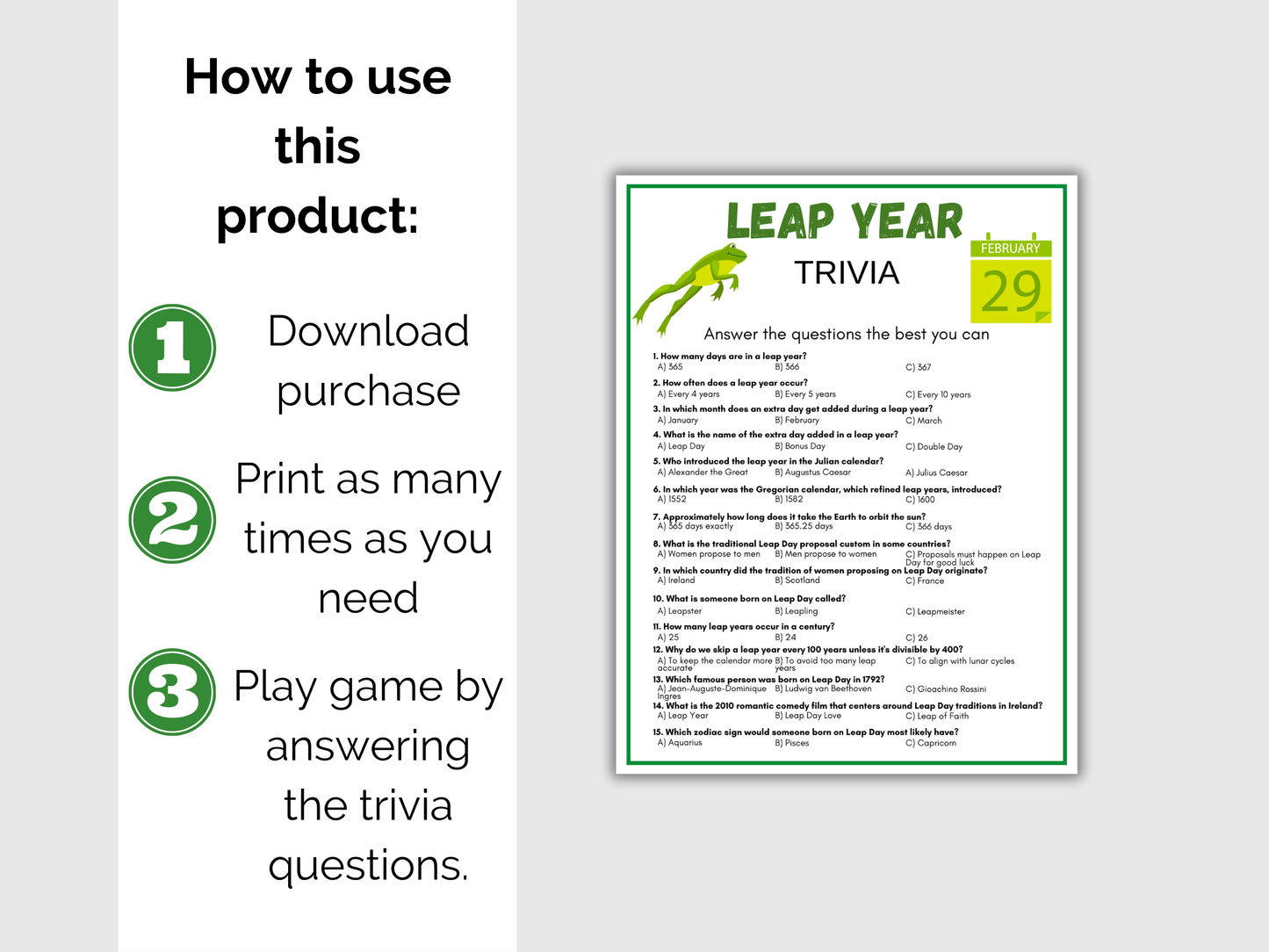 Leap Year Trivia Game