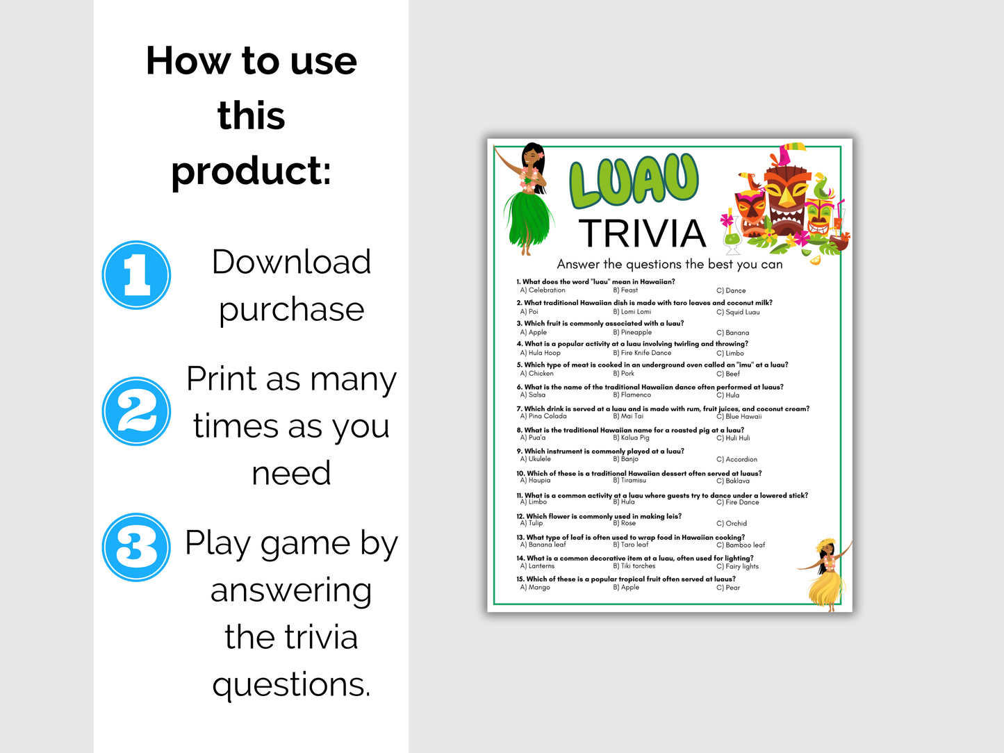 Luau Trivia Game