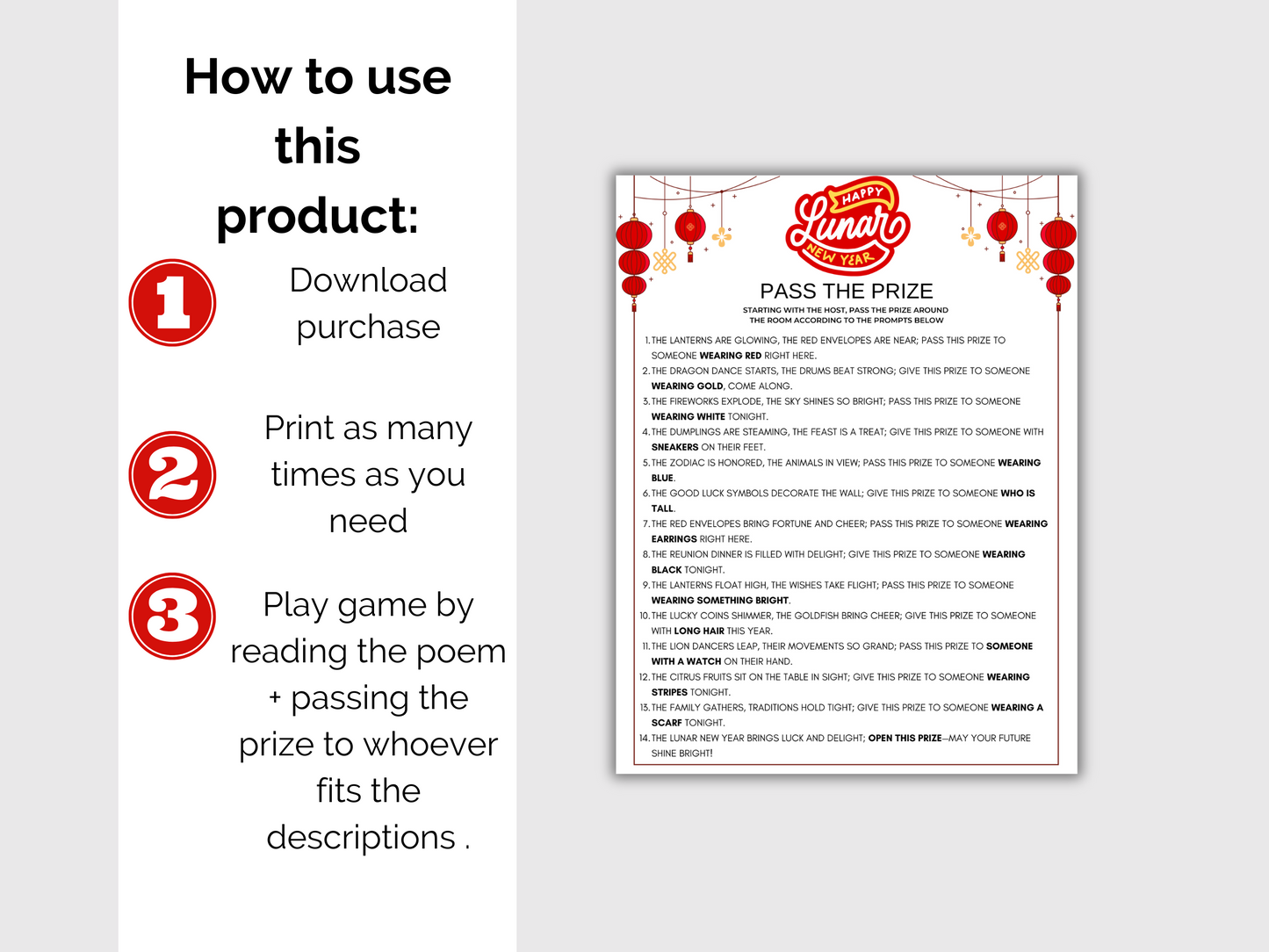 Lunar New Year Pass The Prize