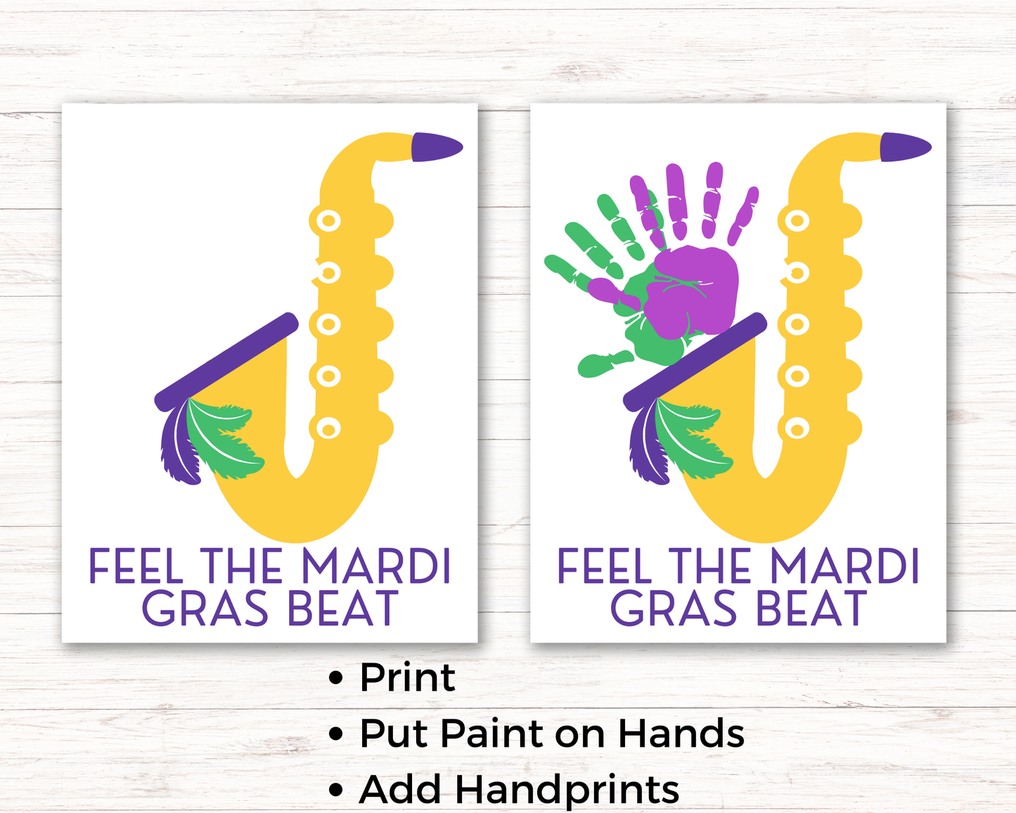 Mardi Gras Music Handprint Art
