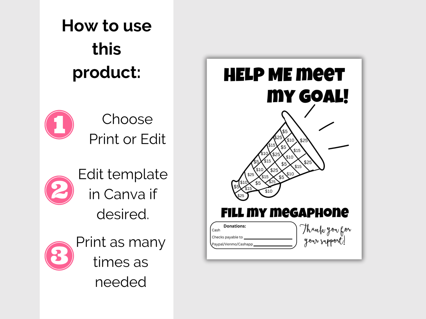 Editable Fill My Megaphone Fundraiser Template