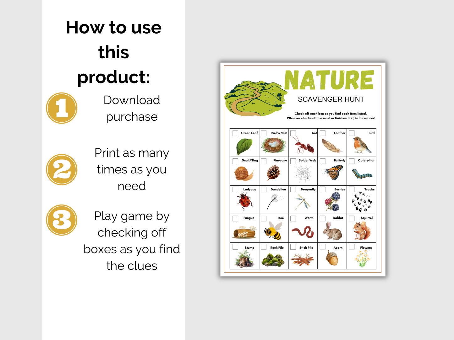 Nature Scavenger Hunt for kids