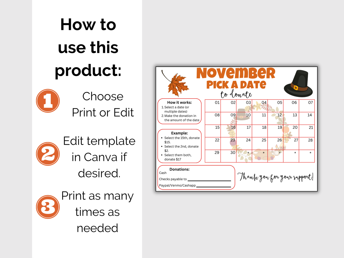 Editable November Pick A Date