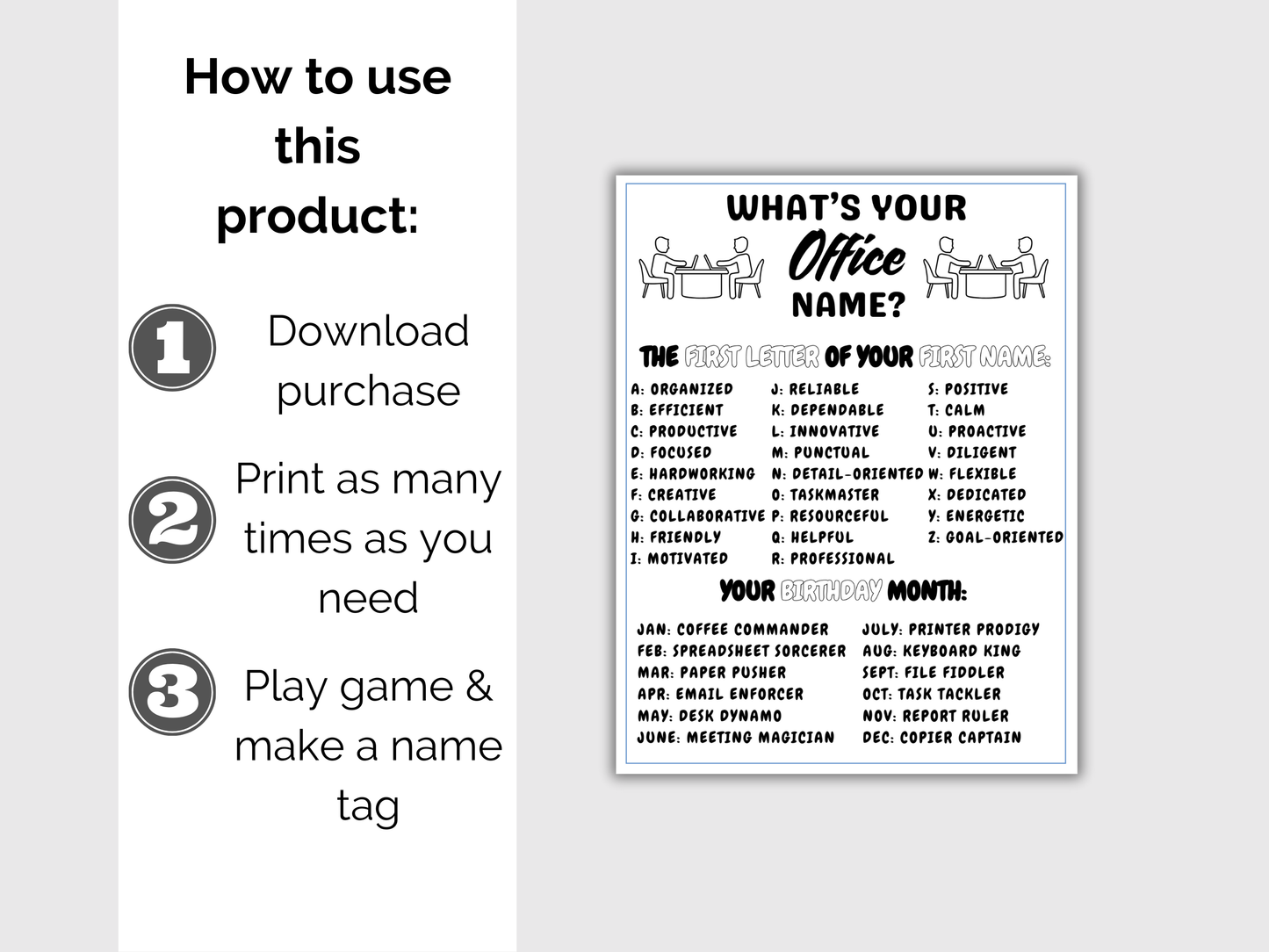 What's Your Office Name Game + Name Tags