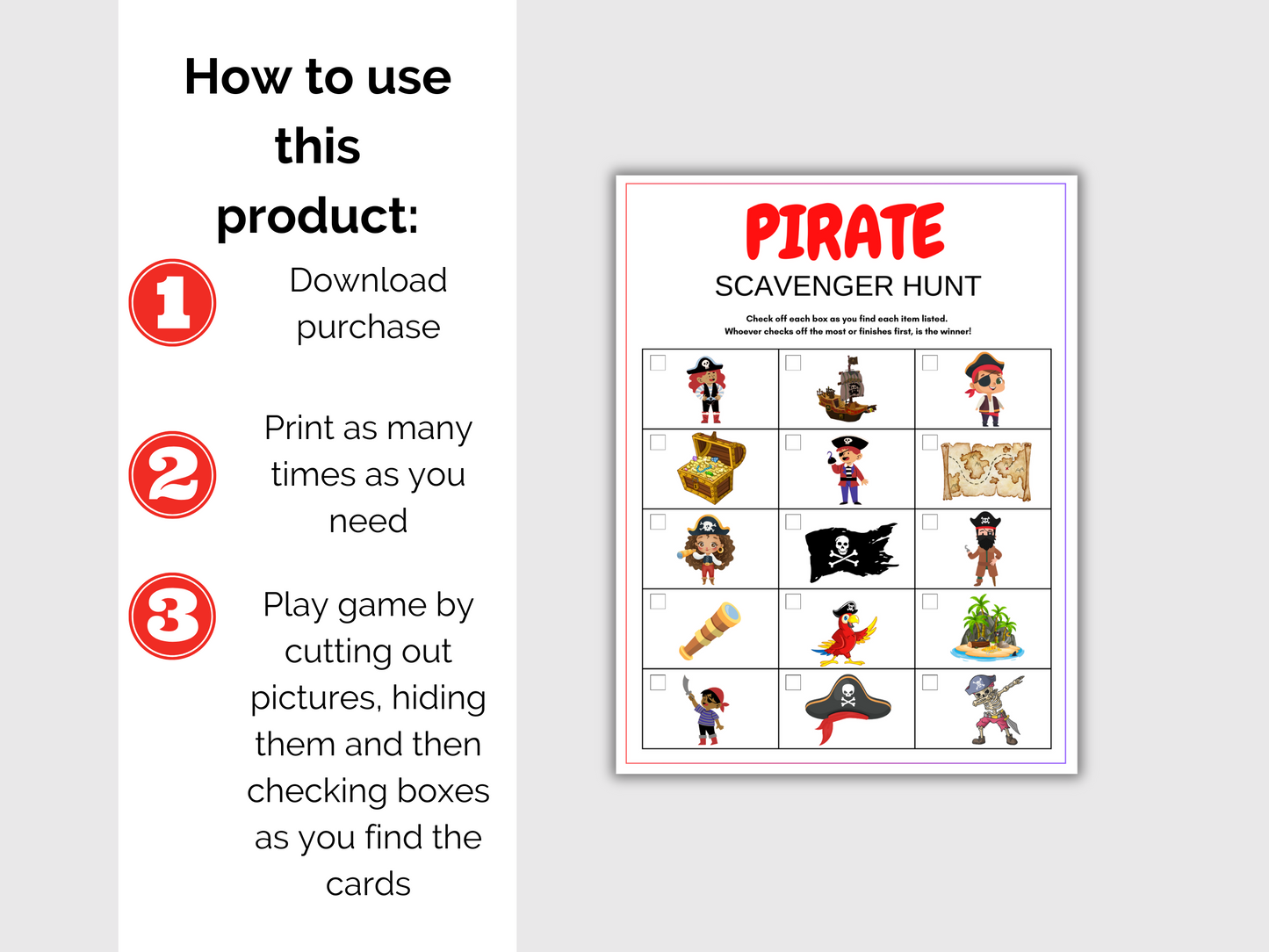 Pirate Scavenger Hunt for kids