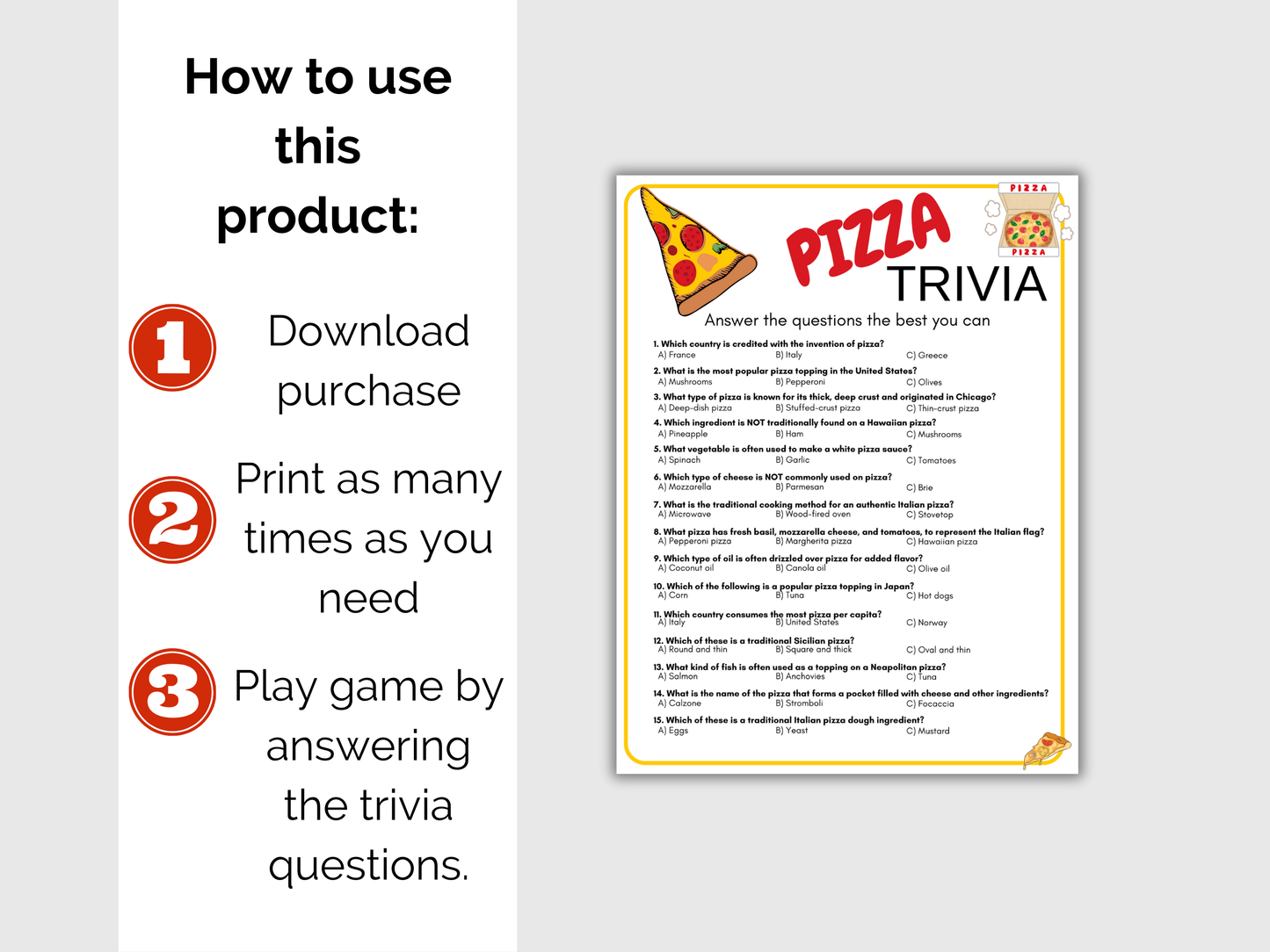 Pizza Trivia Game